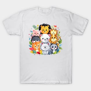 Enchanting Assembly of Jungle Animal Friends T-Shirt